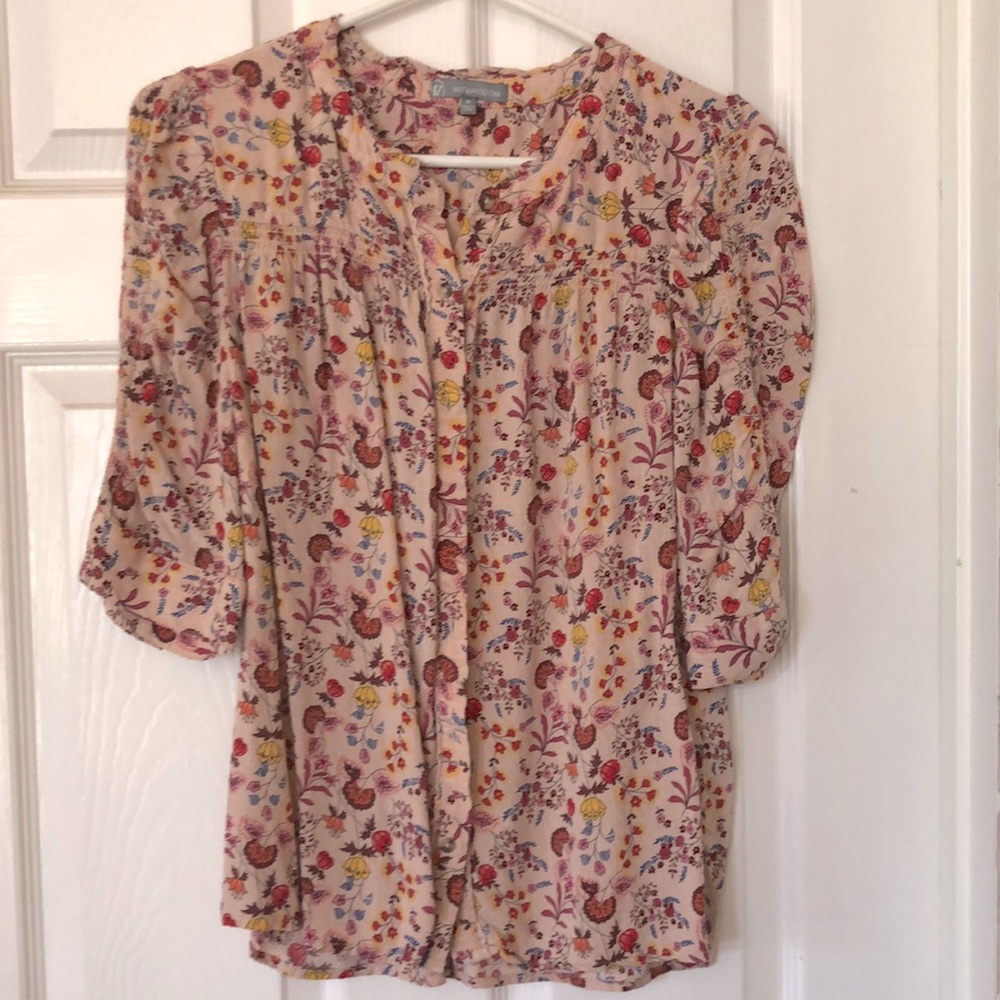 Flower print button up blouse